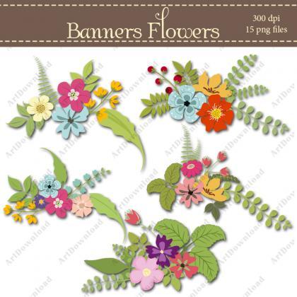 Digital floral banners - Clip art l..