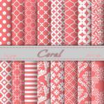 Coral Digital Paper Scrapbooking Papers Patterns..