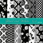  Black and White Digital Papers Bla..