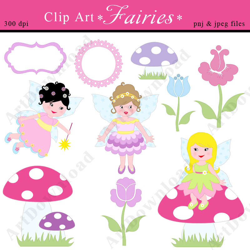 Fairies - Fairy Digital Clip Art , For Commercial use, Fairy Girls, Printed Cards, Party
