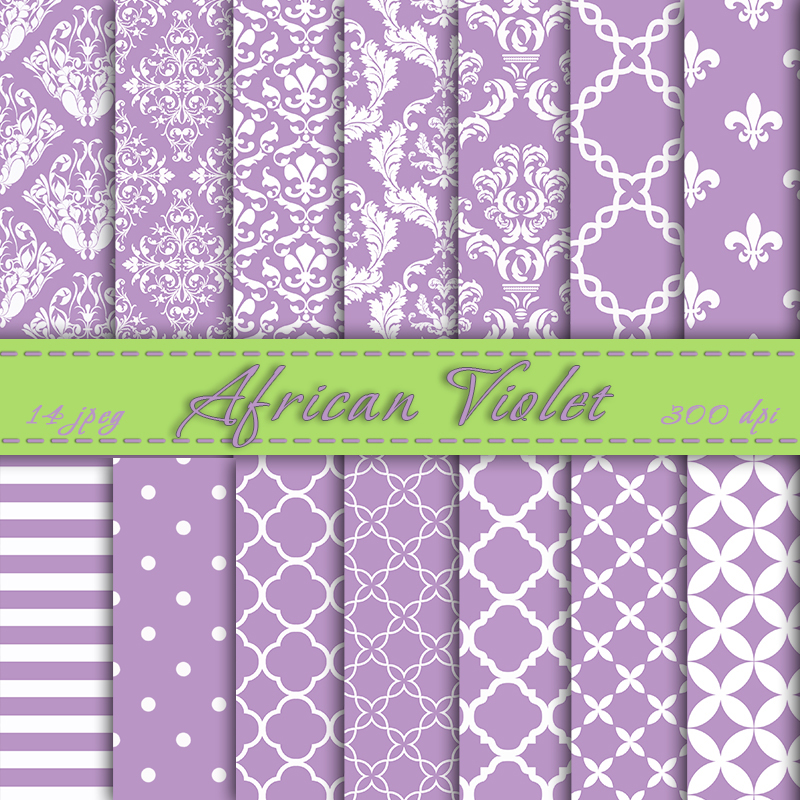 African Violet Digital Paper, Trendy Colors, Scrapbooking Paper, Digital Background