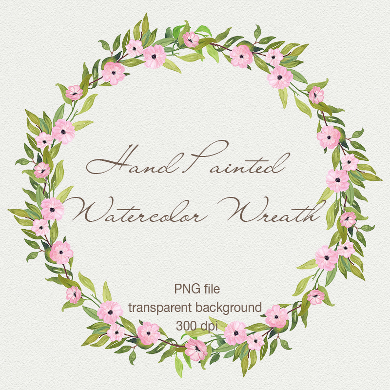 Watercolor Floral Wreath Clipart - Digital Wreath, Hand Painted Flowers, Spring Flowers, Watercolor Wedding Wreath, Digital Floral Frame, Diy