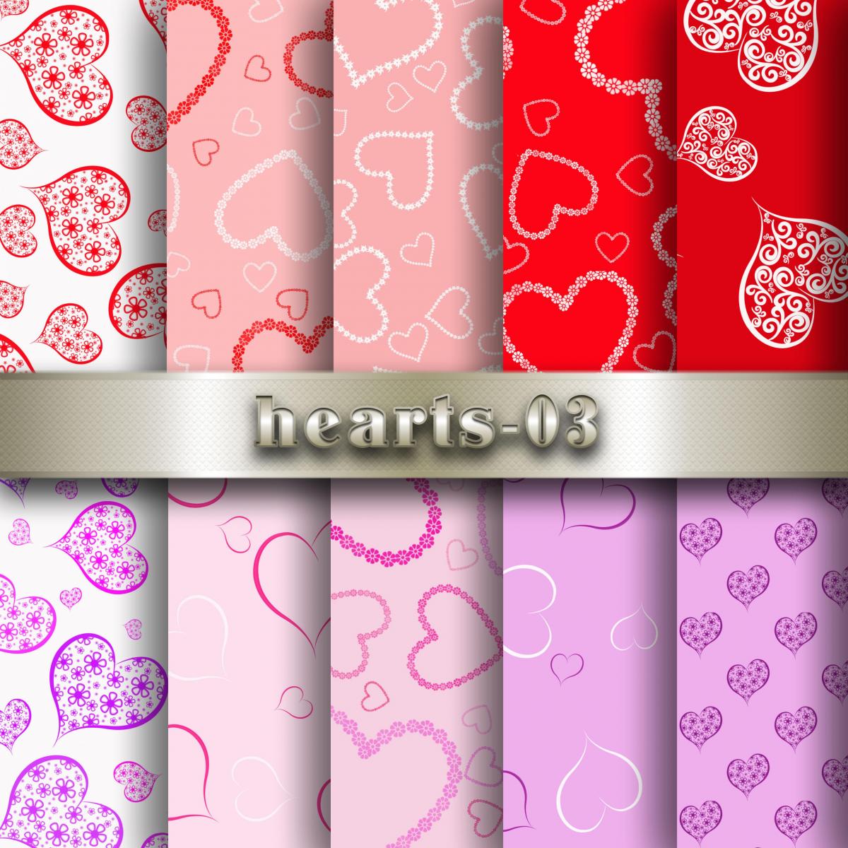 Hearts Digital Scrapbook Papers Background Valentine Love Heart Red-Pink Collection Hearts patterns