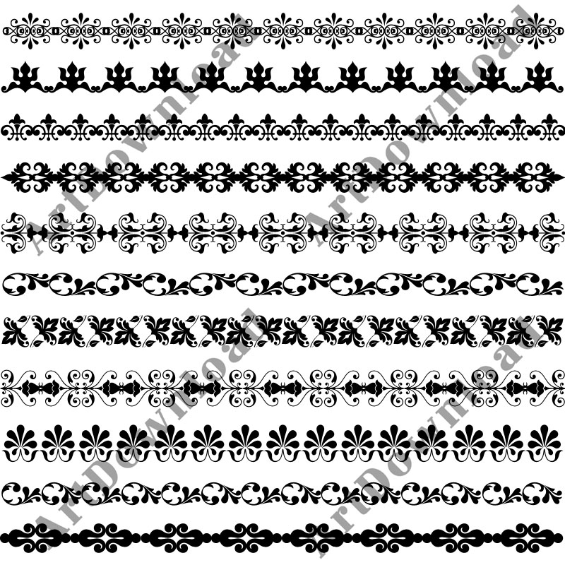 Lace Border Clip Art, Digital Clipart, Lace Digital Clipart, Black