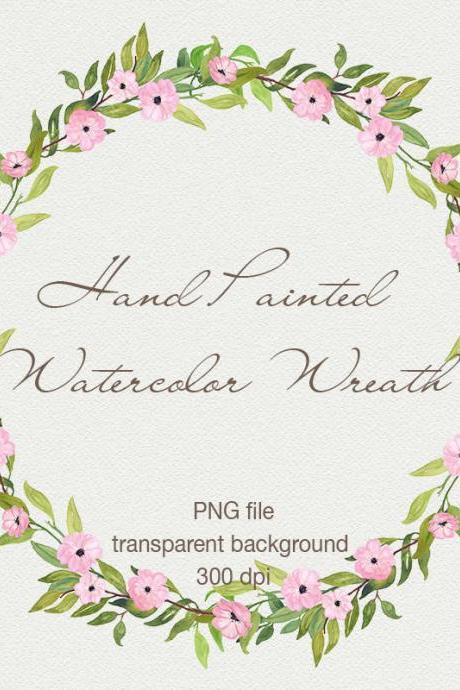 Watercolor Floral Wreath Clipart - Digital Wreath, Hand Painted Flowers, Spring Flowers, Watercolor Wedding Wreath, Digital Floral Frame, Diy