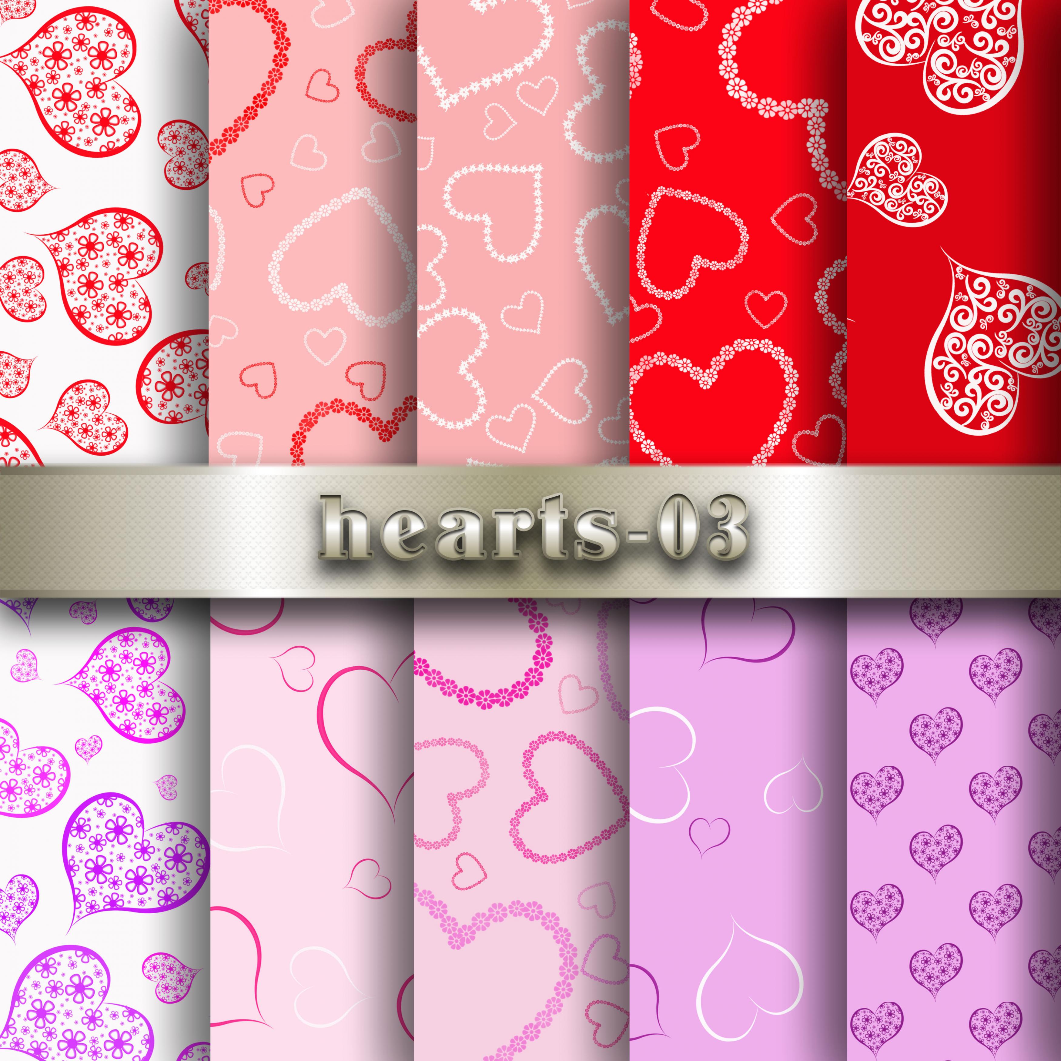 Hearts Digital Scrapbook Papers Background Valentine Love Heart Red