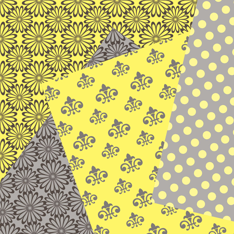 Yellow And Gray Digital Scrapbooking Paper Digital Downloads